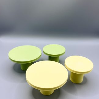 4er Bundle 3D-gedruckte Wandhaken Classic in Matcha Green & Almond Yellow (Ø 60 & 80 mm), modern und stabil