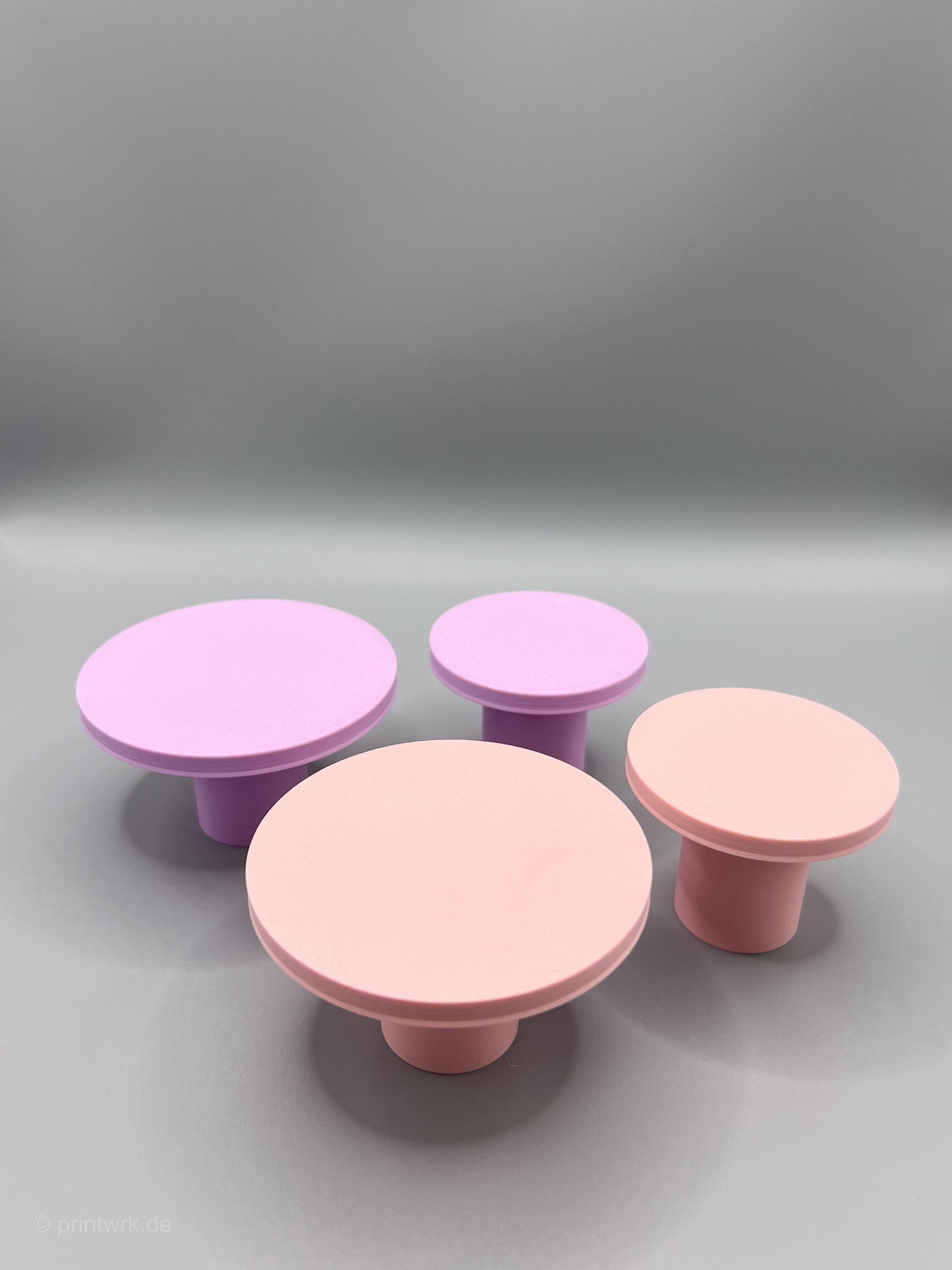 4er Bundle 3D-gedruckte Wandhaken Classic in Peach Pink & Lilac (Ø 60 & 80 mm), modern und stabil