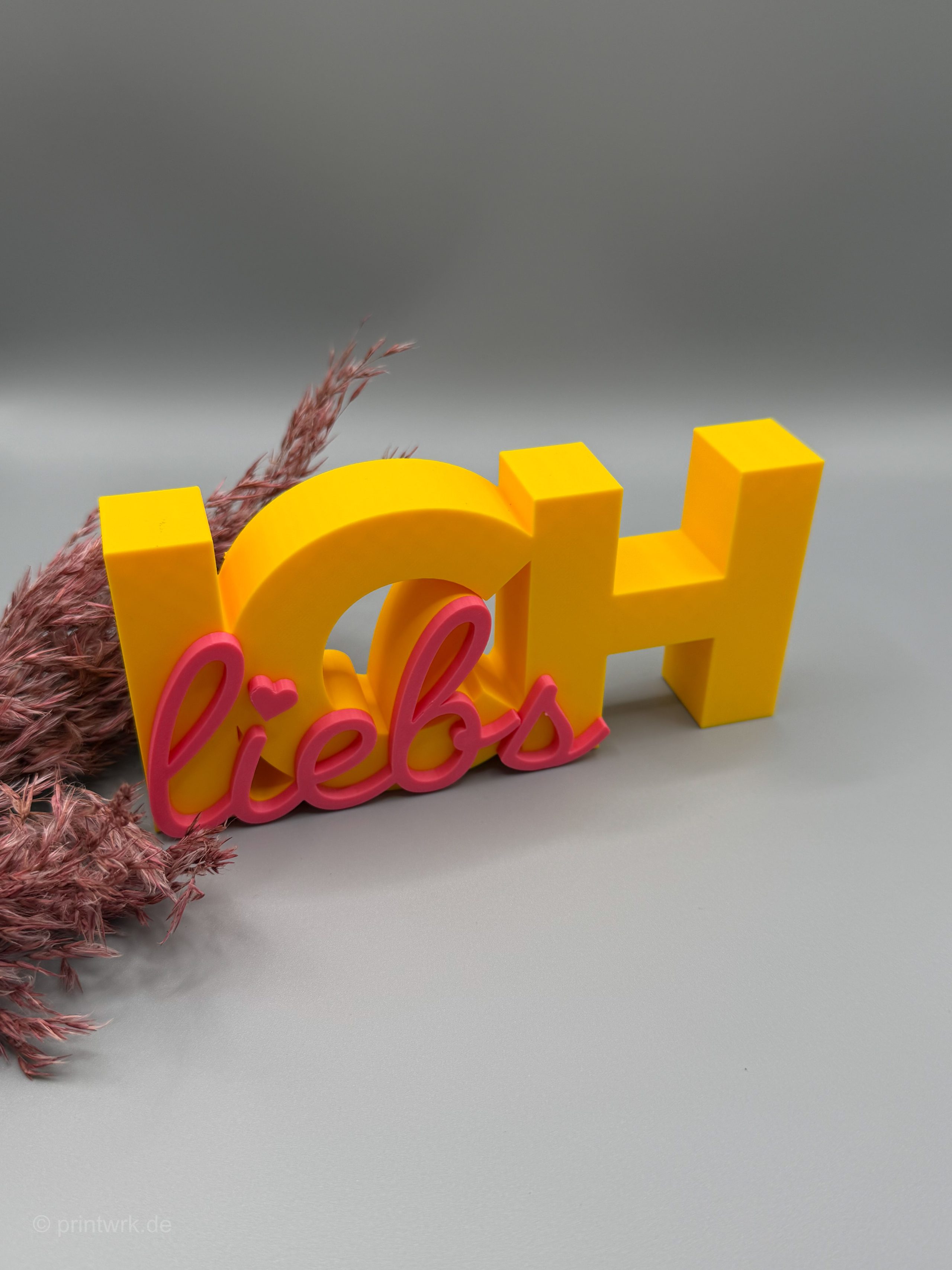 3D-Schriftzug „Ich liebs“ – Deko zum Hinstellen
