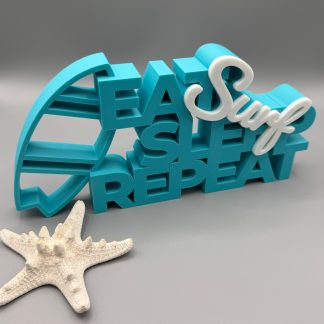 3D-Schriftzug „Surf - Eat, Sleep, Repeat“ – Deko zum Hinstellen