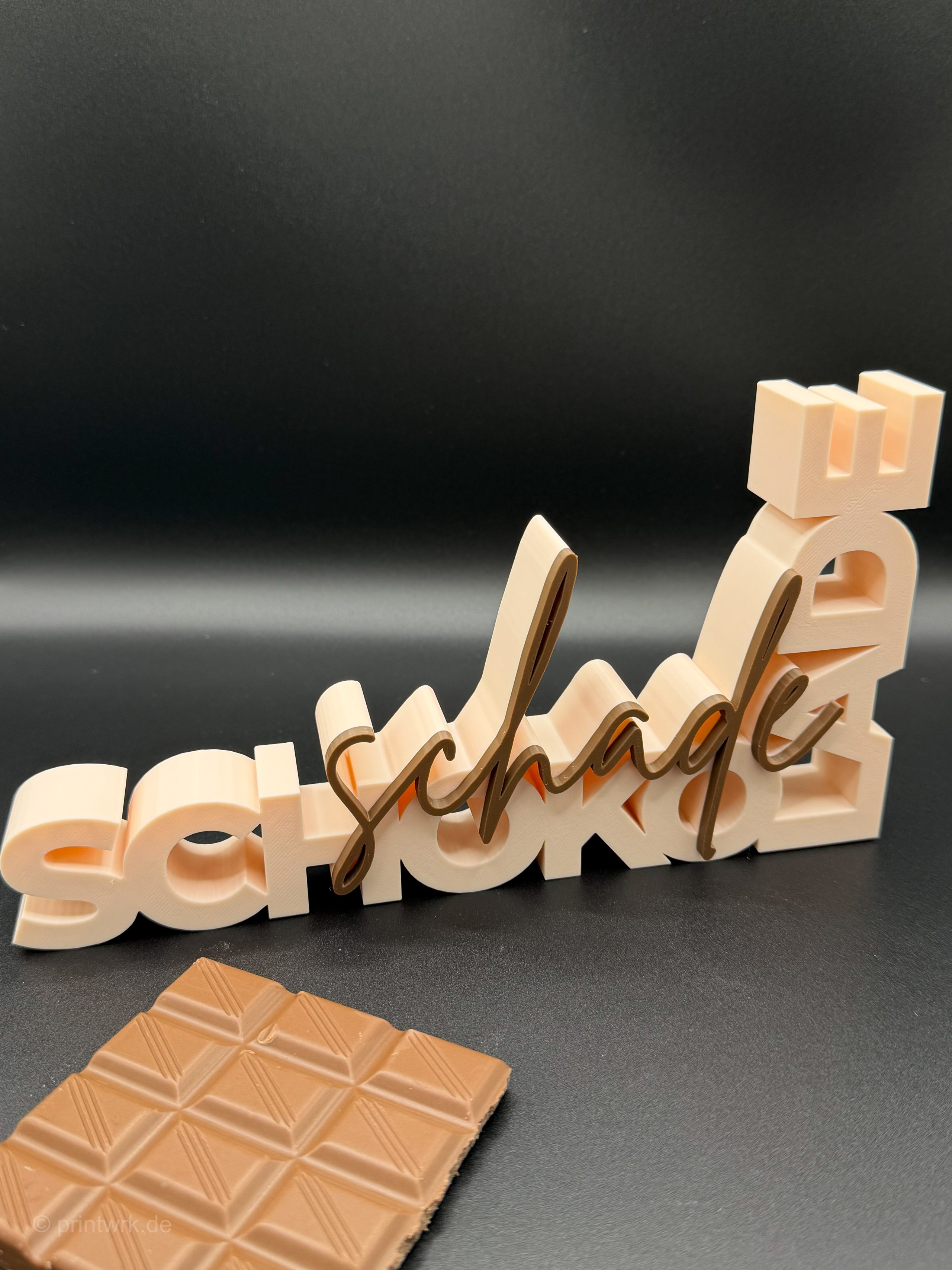 3D-Schriftzug „Schade Schokolade“ – Deko zum Hinstellen