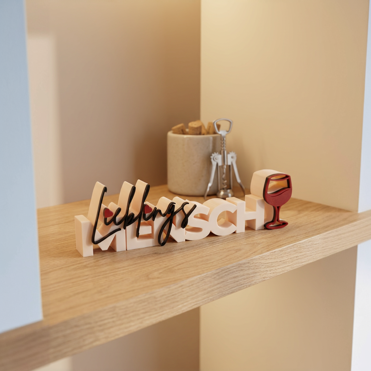 3D-Schriftzug „Lieblingsmensch mit Weinglas“ – Deko zum Hinstellen – Bild 2